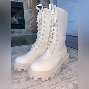 Beige public desire boots